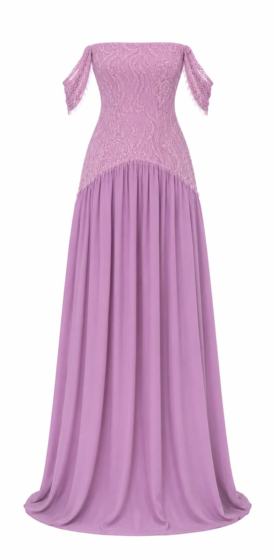 The Joie Couture limited-edition lilac gown, photographed from the front