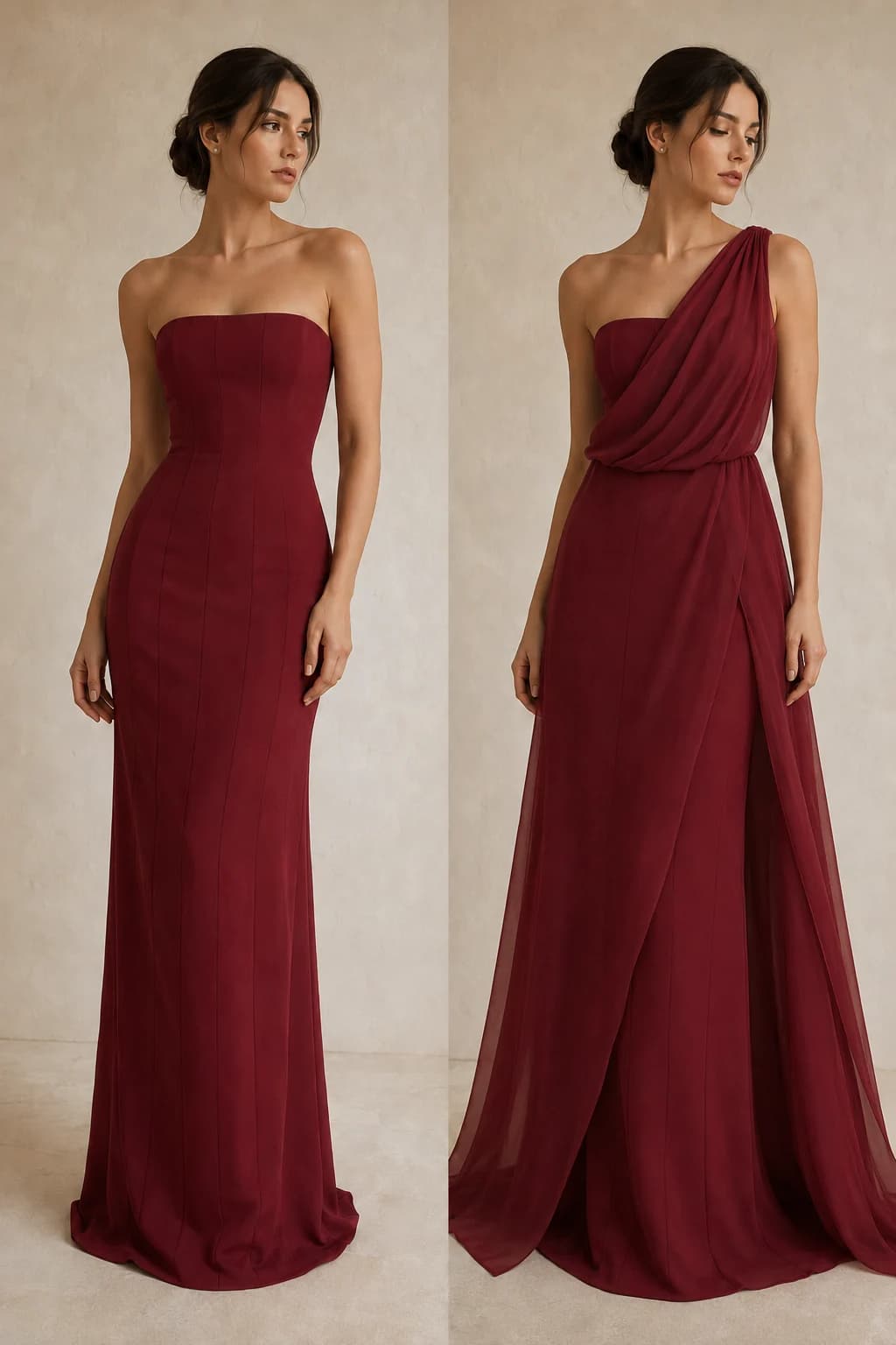 A Joie Couture gown worn off the shoulder
